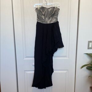 Silence + Noise Strapless Black and Silver Dress